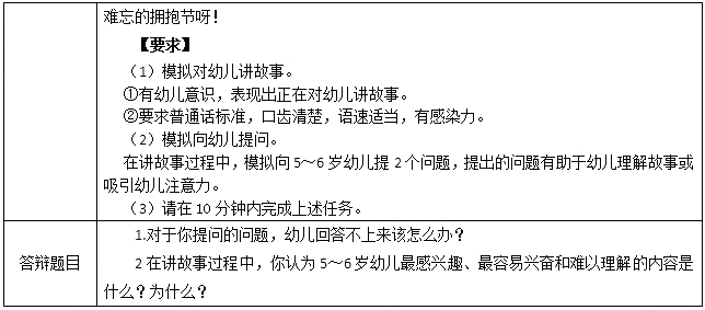 2018上半年幼儿教师资格证面试试讲真题(第二批)大熊的拥抱节2