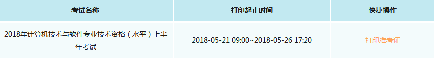 2018上半年深圳软考准考证打印时间