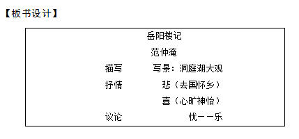 2018上半年初中语文教师资格证面试真题及答案：《岳阳楼记》板书设计