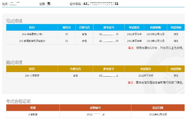 笔试面试都合格成绩查询结果