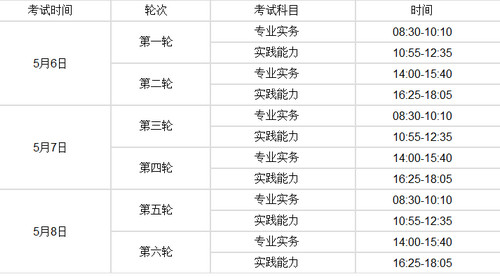 河北护士资格证考试时间