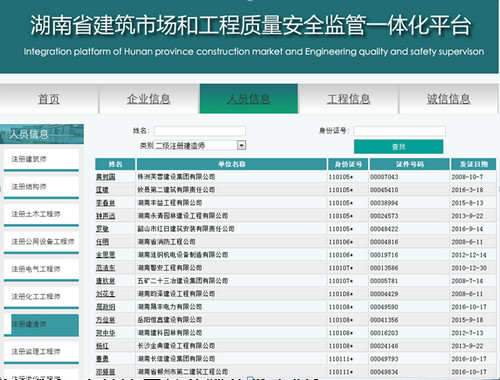 湖南建筑一体化平台:企业查询本公司的二级建