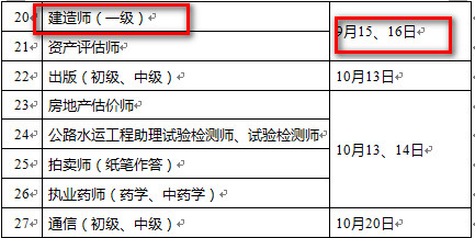 2018年一级建造师考试时间