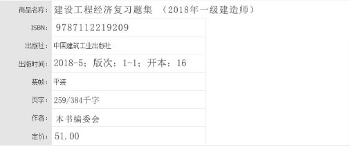 2018年一级建造师建设工程经济复习题集基本信息