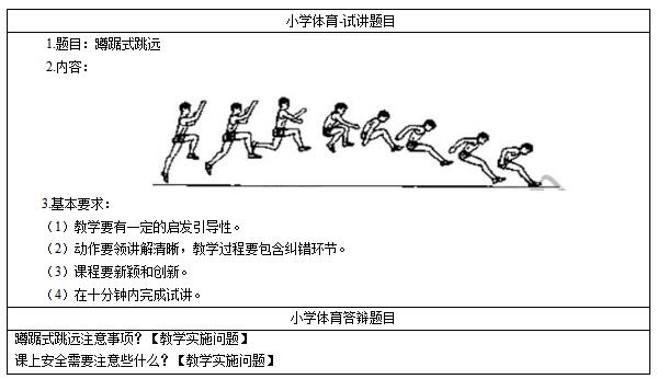 2016下半年小学体育教师资格证面试真题：《蹲踞式跳远》考题回顾