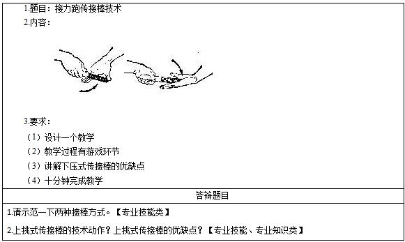 2016下半年初中体育教师资格证面试真题：《接力跑穿接棒技术》考题回顾