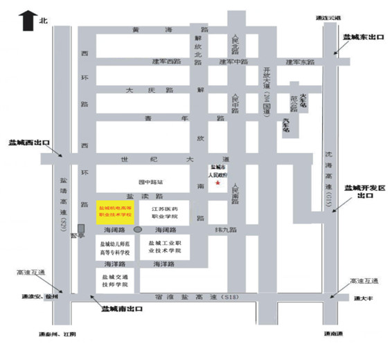 前往盐城机电高等职业技术学校线路说明