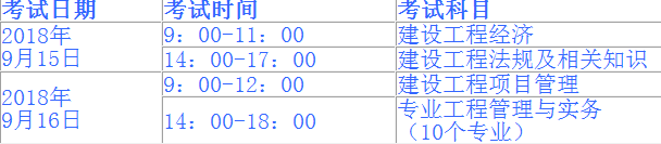 2018年北京一建考试安排