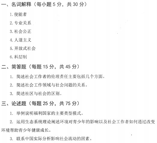 2017年山东大学社会工作硕士考试真题