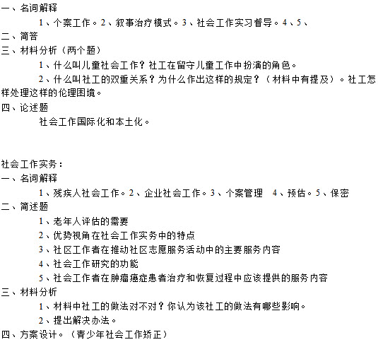 2016年贵州大学社会工作硕士考试真题