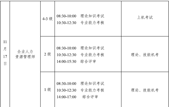 辽宁人力资源考试时间