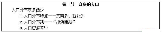 初中地理教师资格证面试真题及答案：人口分布东多西少3