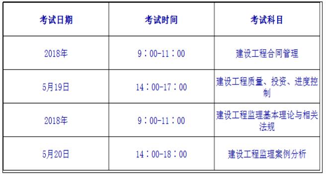 2019年北京监理工程师考试时间